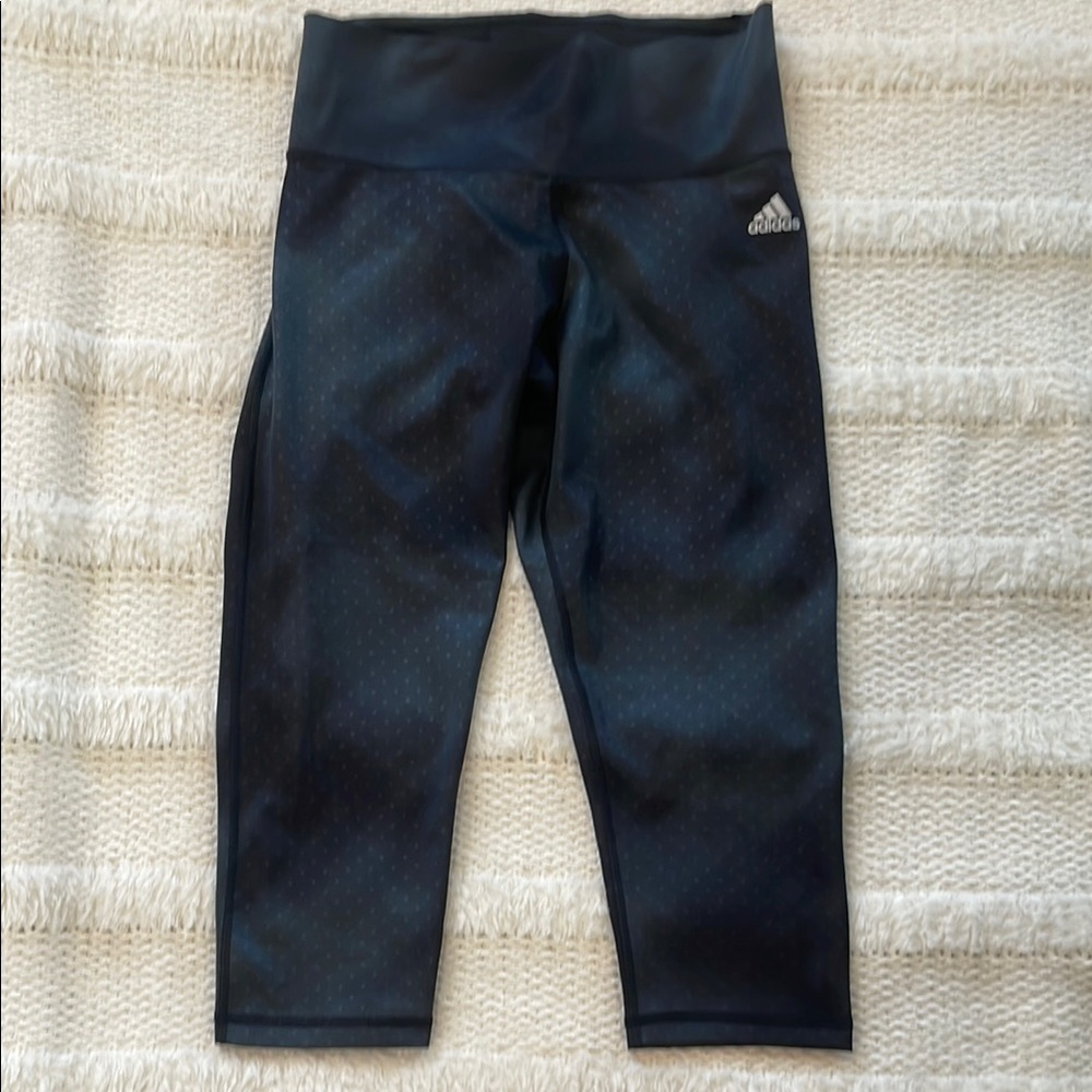 adidas climalite Joggers Wide Waistband Capri Length black polkadot women size M
